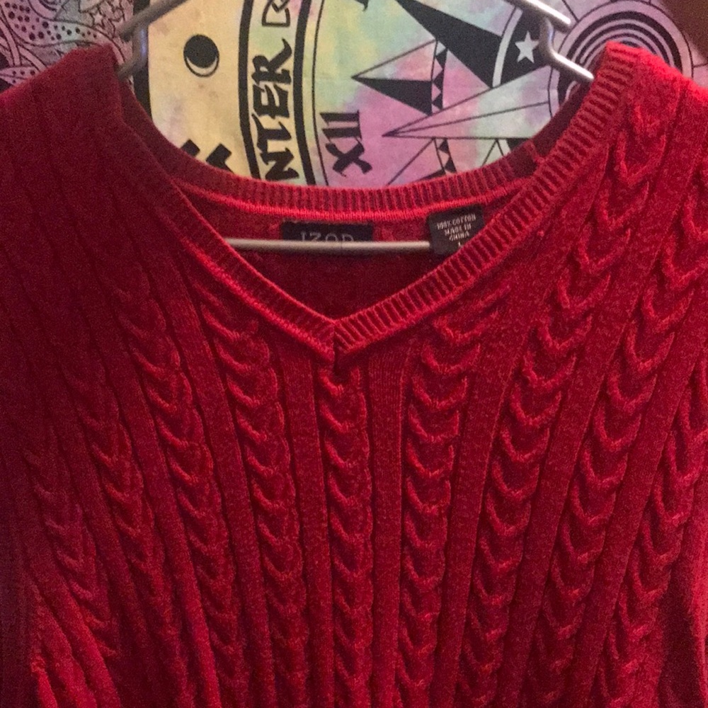 red izod sweater :)